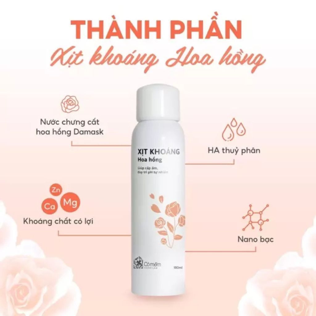  Xịt Khoáng Hoa Hồng Cỏ Mềm 180ml 