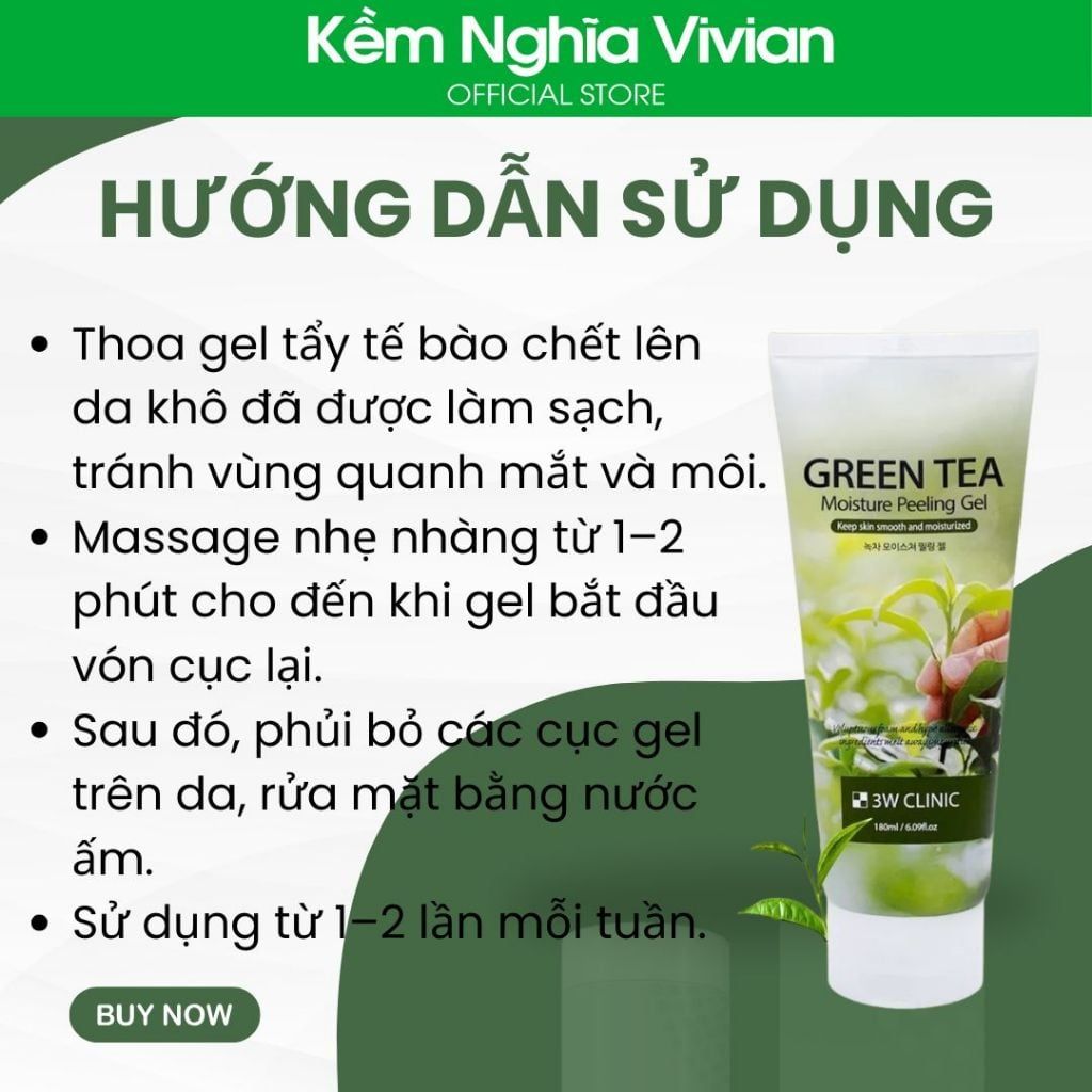  Tẩy tế bào chết trà xanh 3W Clinic 180ml 