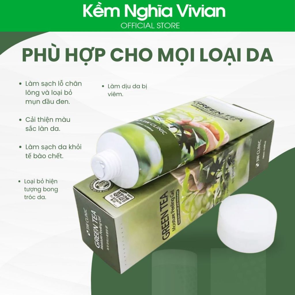  Tẩy tế bào chết trà xanh 3W Clinic 180ml 