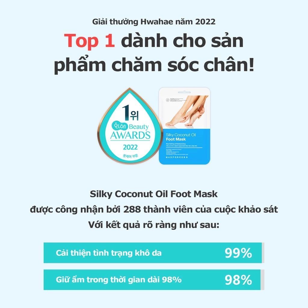 Nạ Dưỡng Ẩm Da Chân Madforcos Silky Coconut Oil - Silky Smooth 