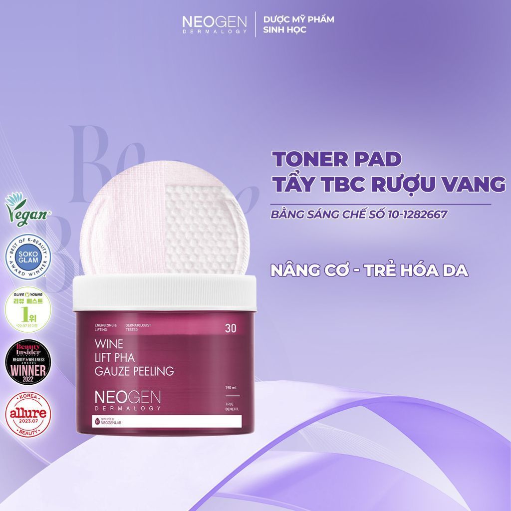  Toner Pad Tẩy Tế Bào Chết Rượu Vang Nâng Cơ Trẻ Hoá Da Neogen Dermalogy 