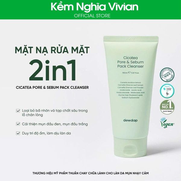  Mặt nạ sữa rửa mặt 2in 1 làm sạch sâu cho da mụn, nhạy cảm Dewdap 150ml 