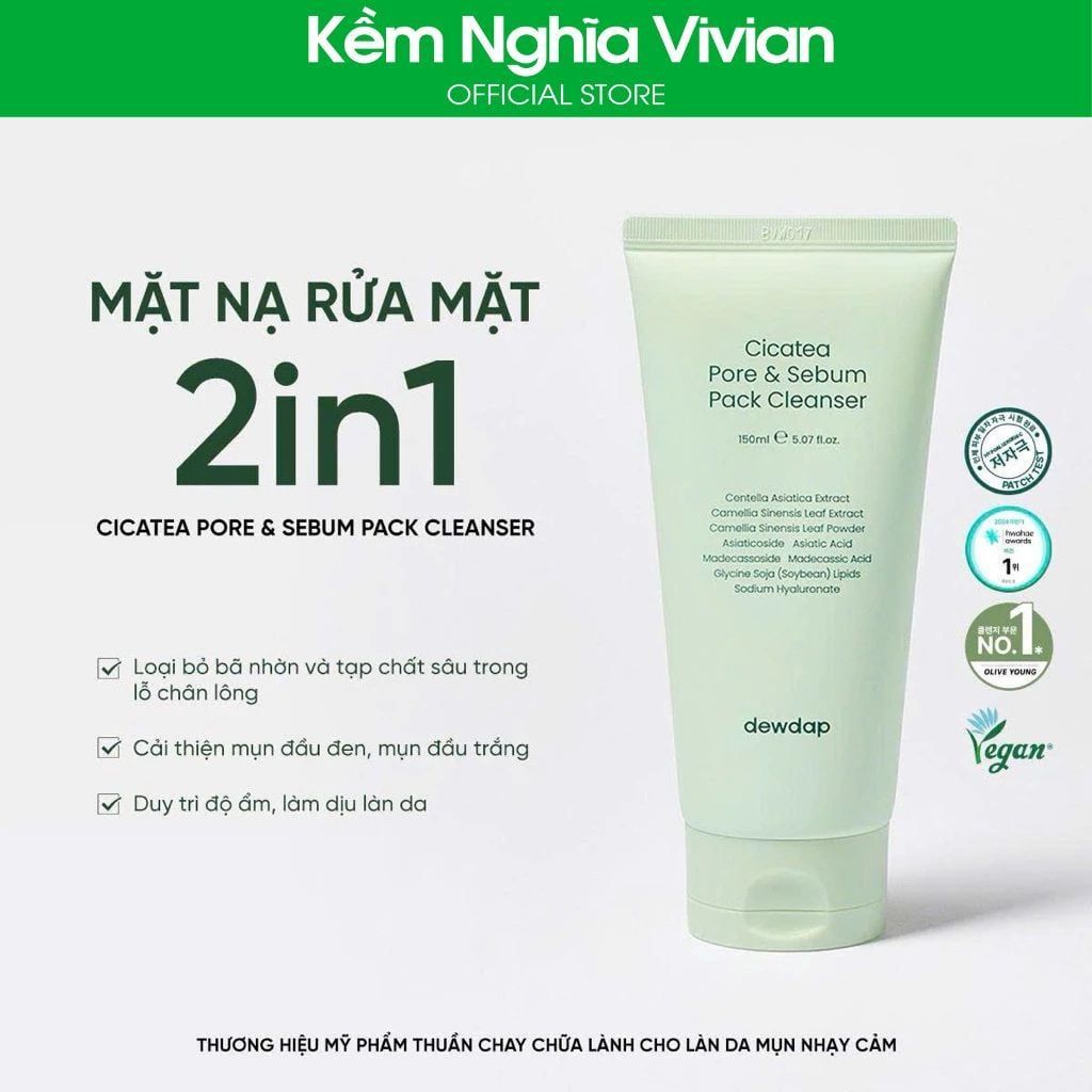  Mặt nạ sữa rửa mặt 2in 1 làm sạch sâu cho da mụn, nhạy cảm Dewdap 150ml 