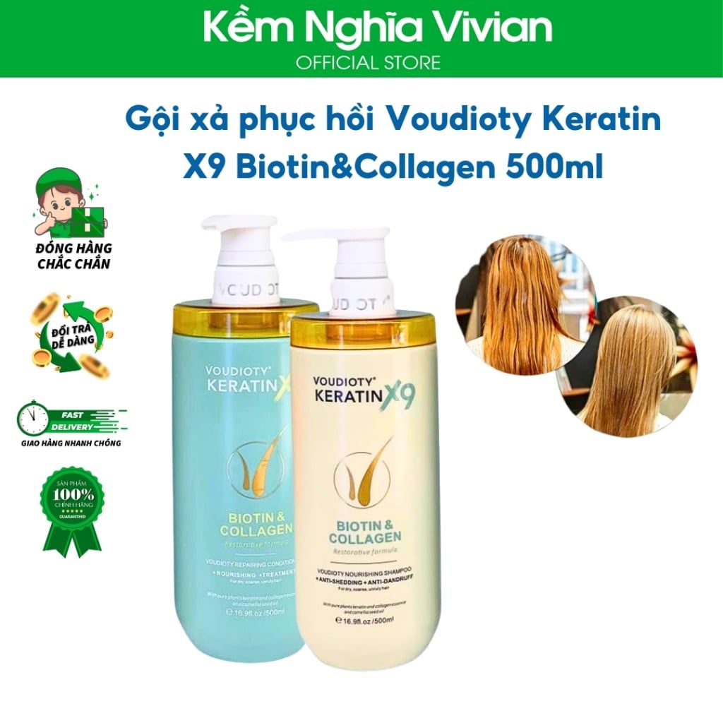  Gội xả phục hồi Voudioty Keratin X9 Biotin & Collagen 500ml (MP8979) 