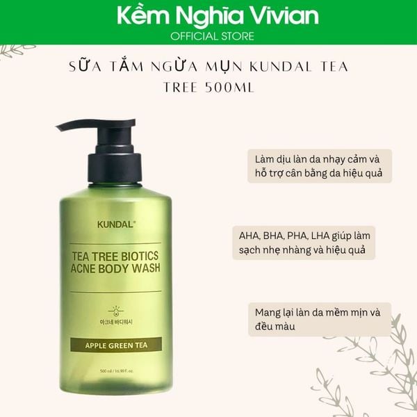  Sữa tắm ngừa mụn Kundal Tea Tree 500ml 