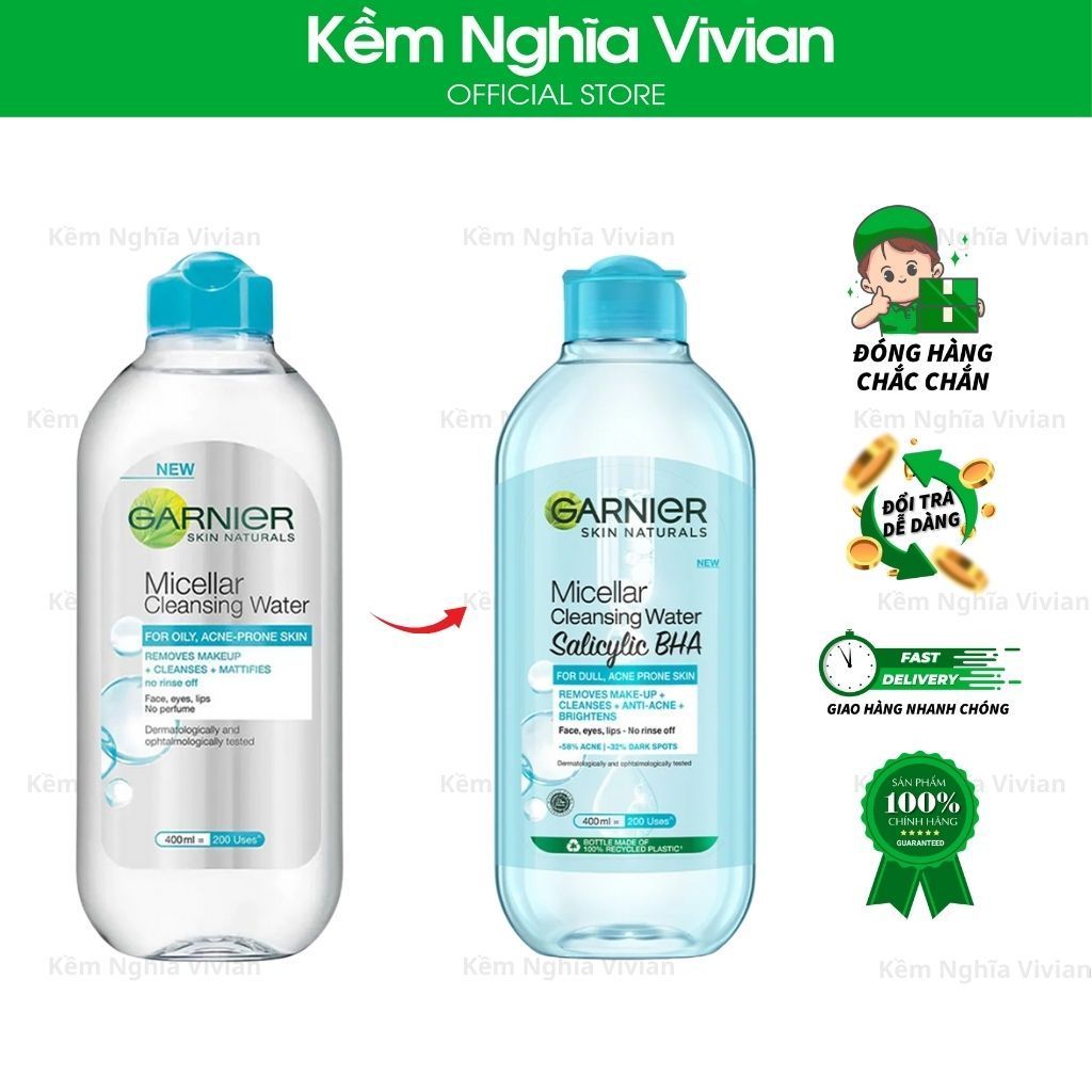  Nước Tẩy Trang Garnier Dành Cho Da Dầu & Mụn 400ml 