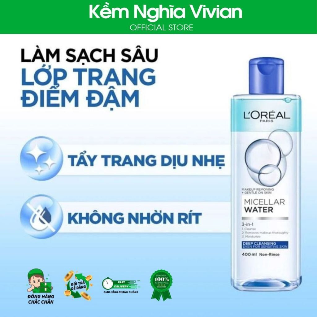  Nước tẩy trang sạch sâu Loreal 3in1 400ml 