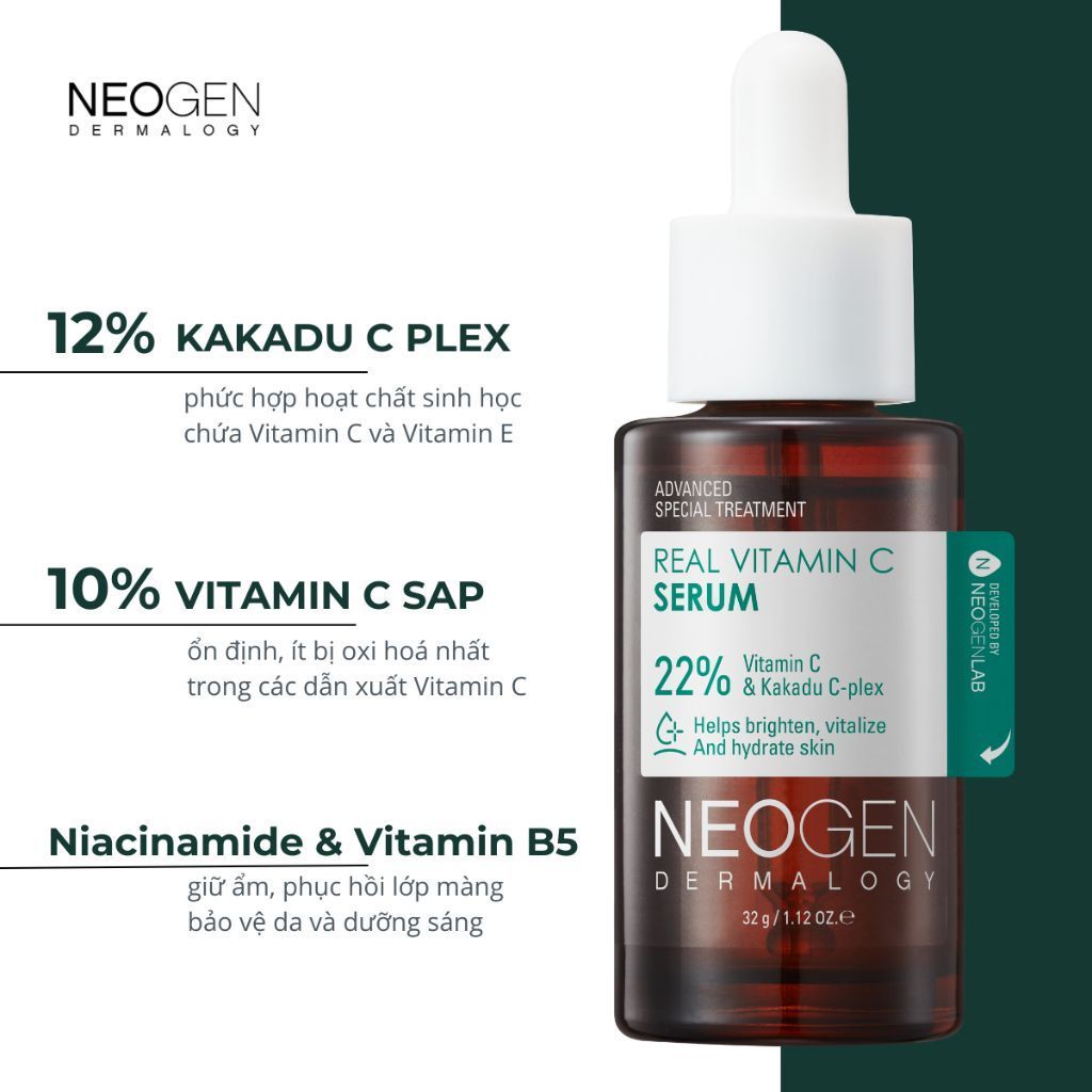  Tinh Chất Dưỡng Trắng, Mờ Thâm Real Vita C Neogen 32g 