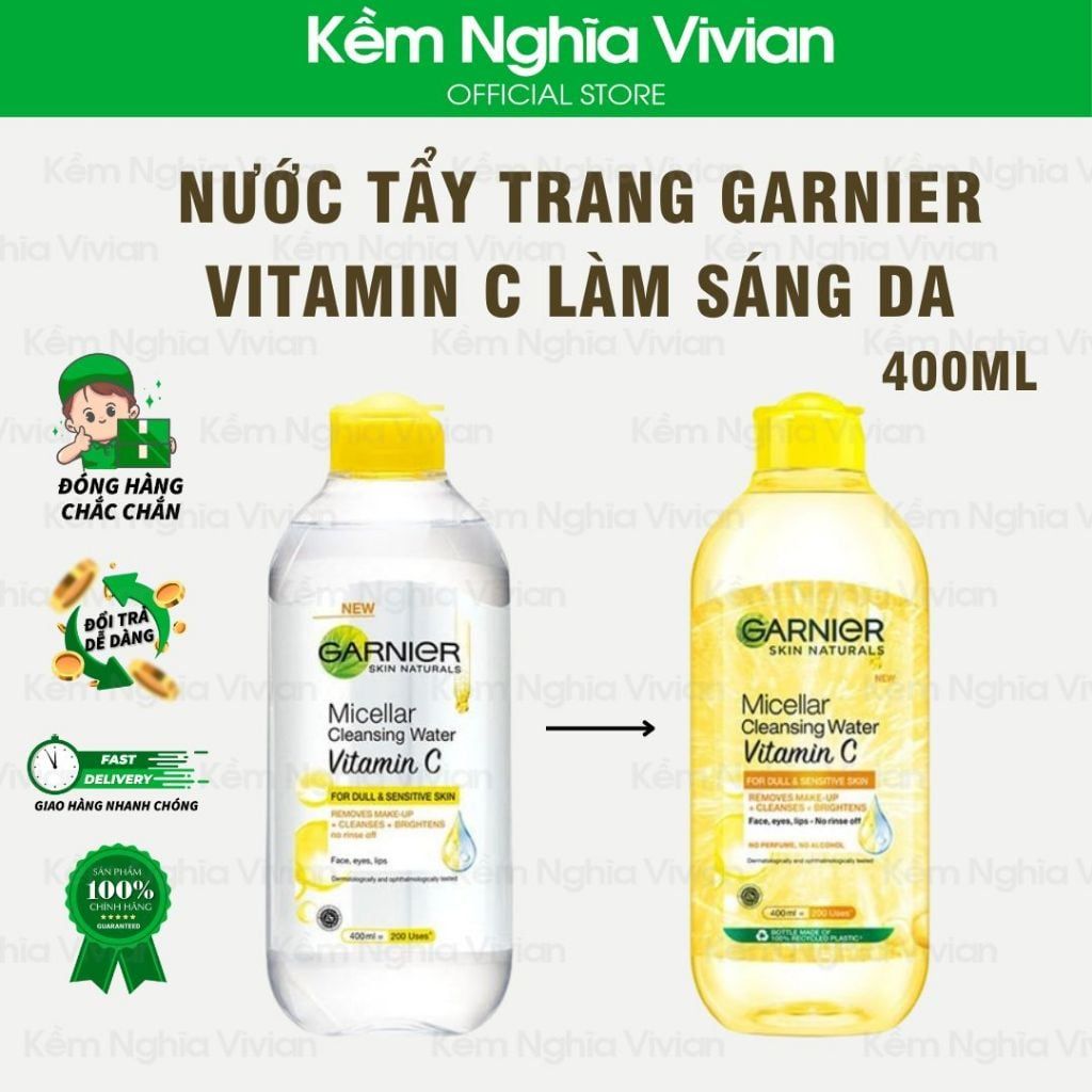  Nước tẩy trang Garnier Vitamin C làm sáng da 400ml 