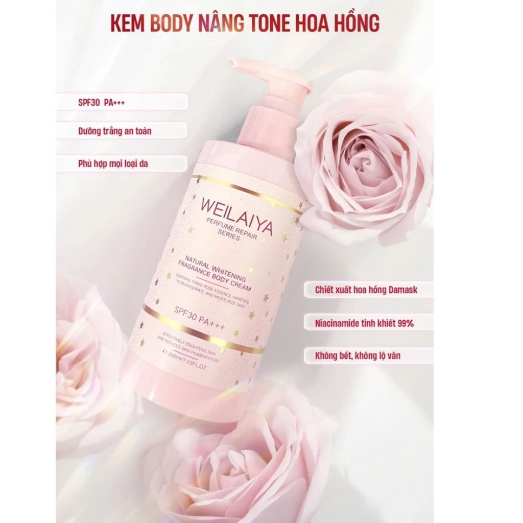  Kem Body Nâng Tông Hoa Hồng Weilaiya 200ml 