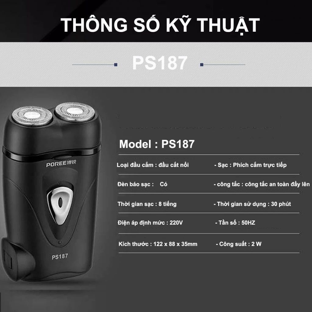  Máy Cạo Râu Poree PS187 