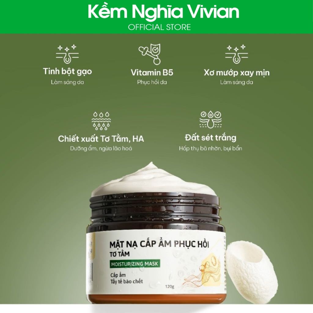  Mặt nạ cấp ẩm phục hồi Tơ Tằm Cỏ Mềm 120g 