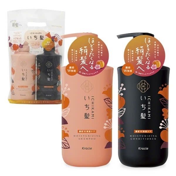  Gội xả dưỡng ẩm cho tóc khô xơ  Kracie Ichikami 480ml 