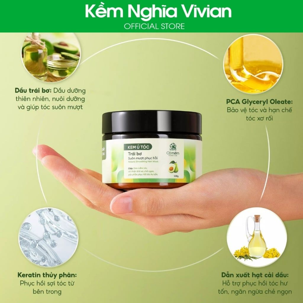  Kem ủ tóc Trái bơ suôn mượt phục hồi Cỏ Mềm 100g 