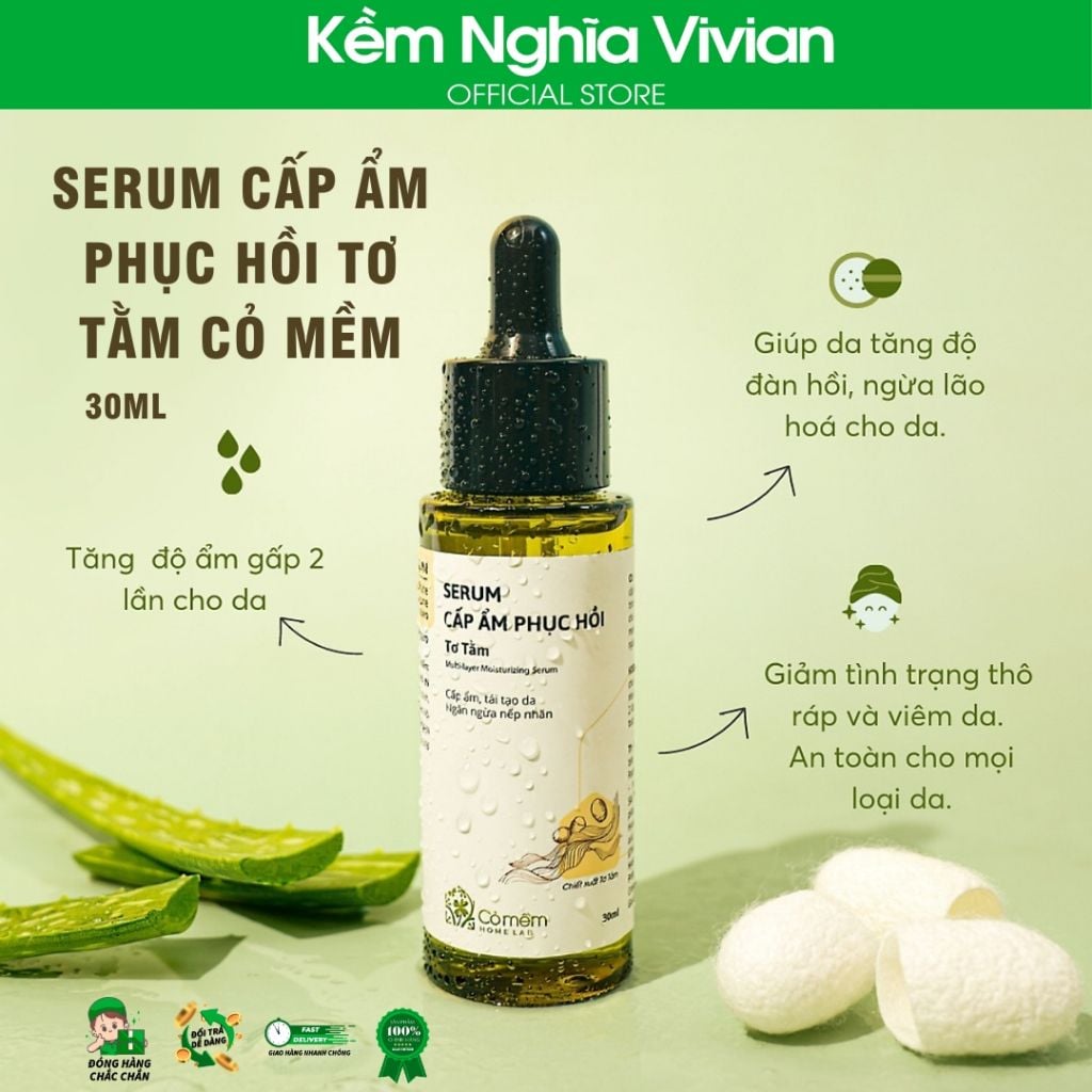  Serum cấp ẩm phục hồi Tơ Tằm Cỏ Mềm 30ml 