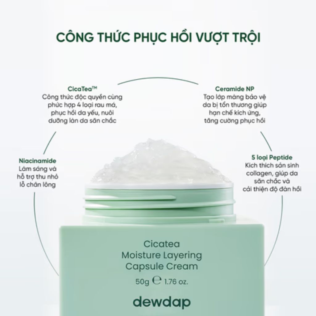  Kem dưỡng 3 tác động cấp ẩm, phục hồi cho da mụn, nhạy cảm Dewdap 50g 