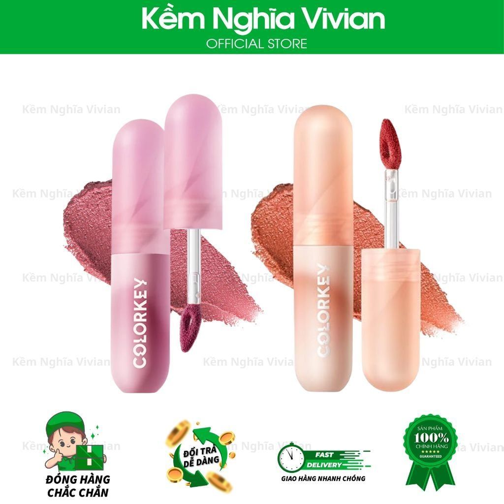  Son Kem Bùn COLORKEY Lip Mud Chất Son Mềm Mịn Che Vân Môi Tốt, Màu Sắc Thời Thượng 2g 