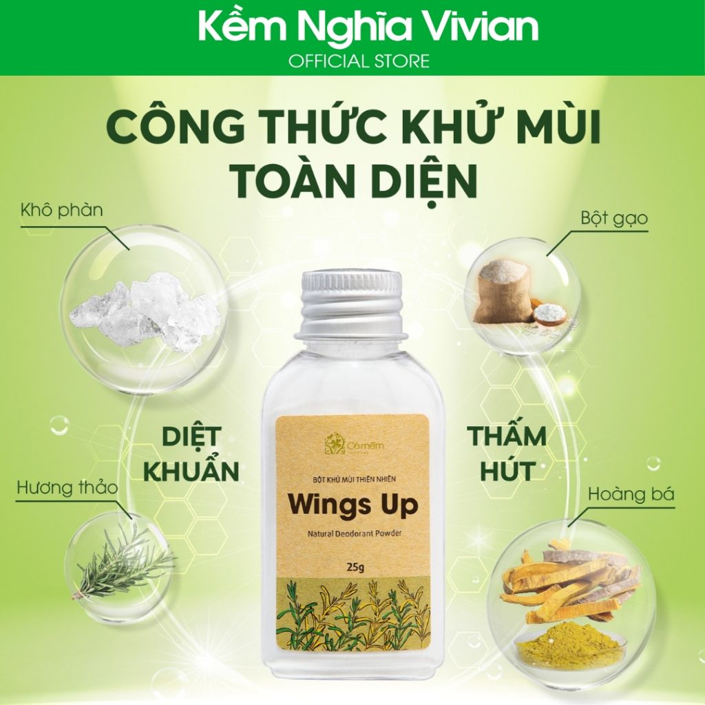  Bột khử mùi toàn thân thiên nhiên Wings Up Cỏ Mềm 