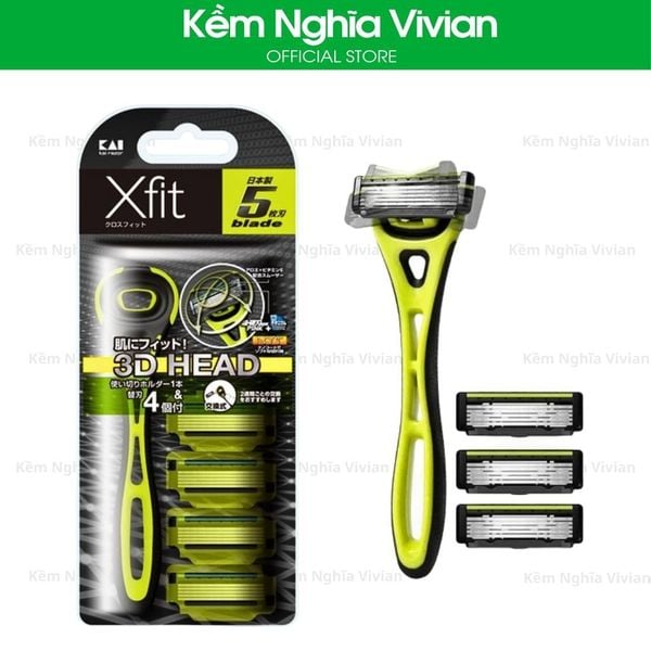  Dụng cụ cạo râu 5 lưỡi kép thân nhựa KAI (GA0041) #01307 