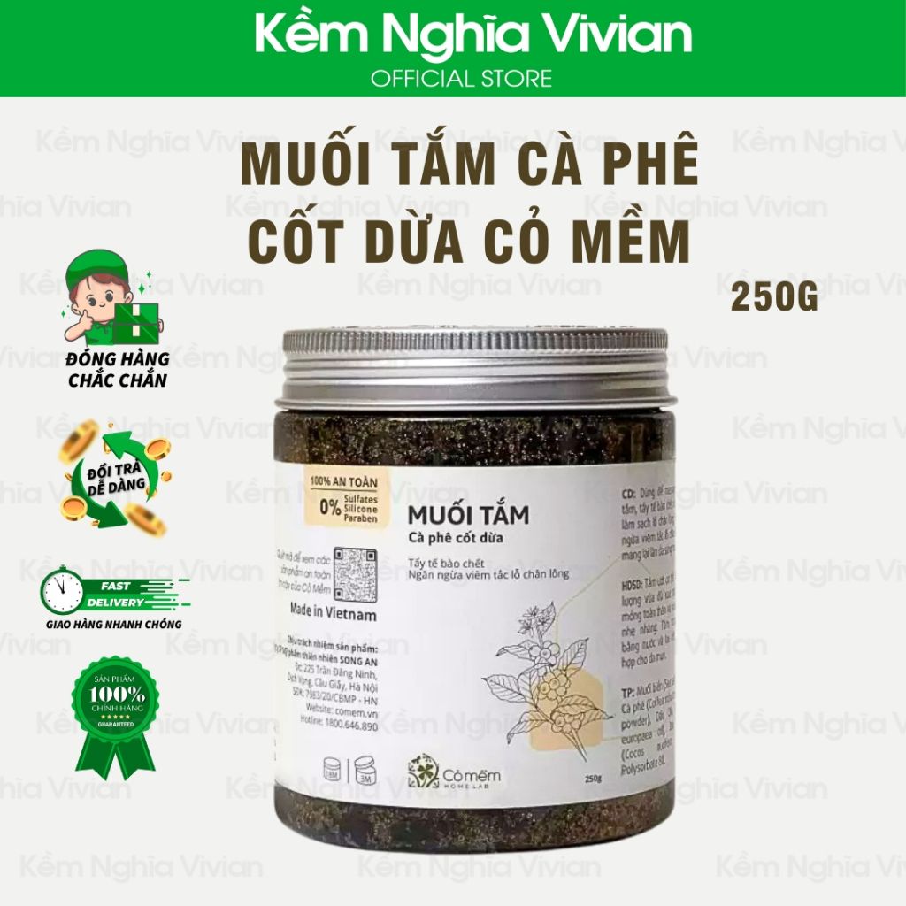  Muối tắm Cà phê Cốt Dừa Cỏ Mềm 125g/250g 