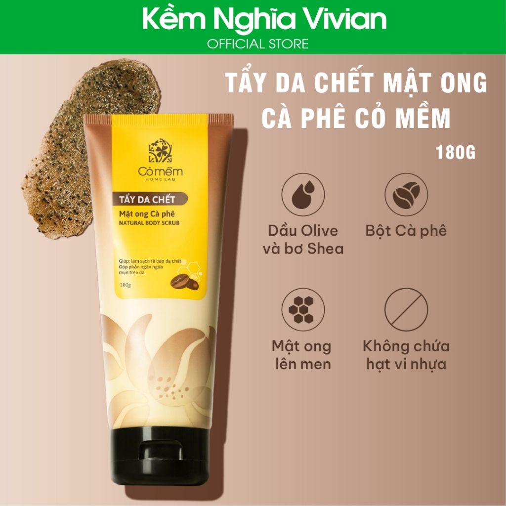  Tẩy da chết Mật Ong Cà phê Cỏ Mềm 180g 