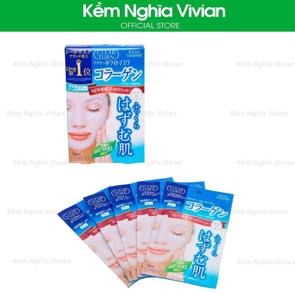  Mặt nạ dưỡng trắng Vitamin C - Collagen Clear Turn Kosé 