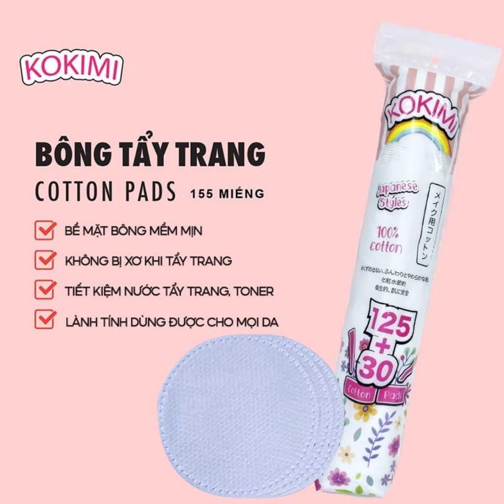  Bông tẩy trang Kokimi 155, 210, 240 miếng 