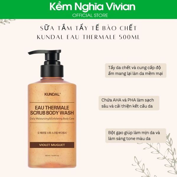  Sữa tắm tẩy tế bào chết Kundal Eau Thermale 500ml 