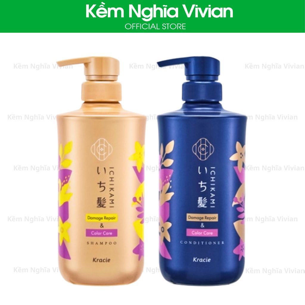  Dầu gội - dầu xả phục hồi hư tổn cho tóc nhuộm Kracie Ichikami 480ml 