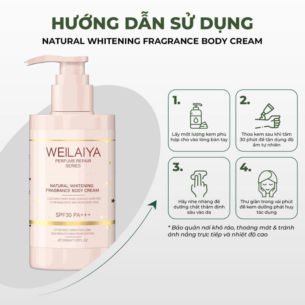  Kem Body Nâng Tông Hoa Hồng Weilaiya 200ml 