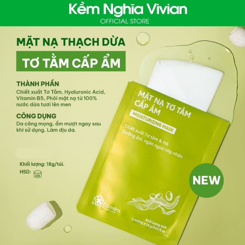  Mặt nạ Tơ Tằm cấp ẩm Cỏ Mềm 