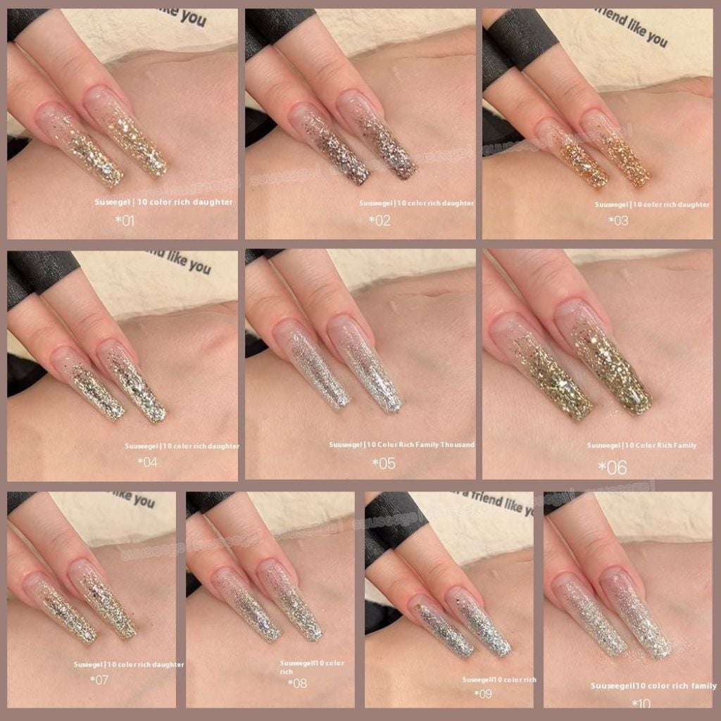  Set Gel Mắt Mèo Ánh Nước Suusee 10 chai 