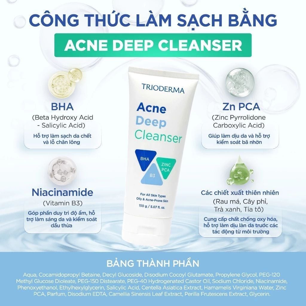  Gel rửa mặt Trioderma 150ml 