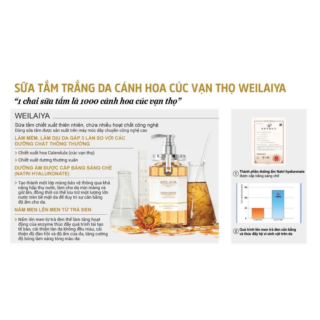  Sữa Tắm Trắng Da Cánh Hoa Cúc Weilaiya 450ml 