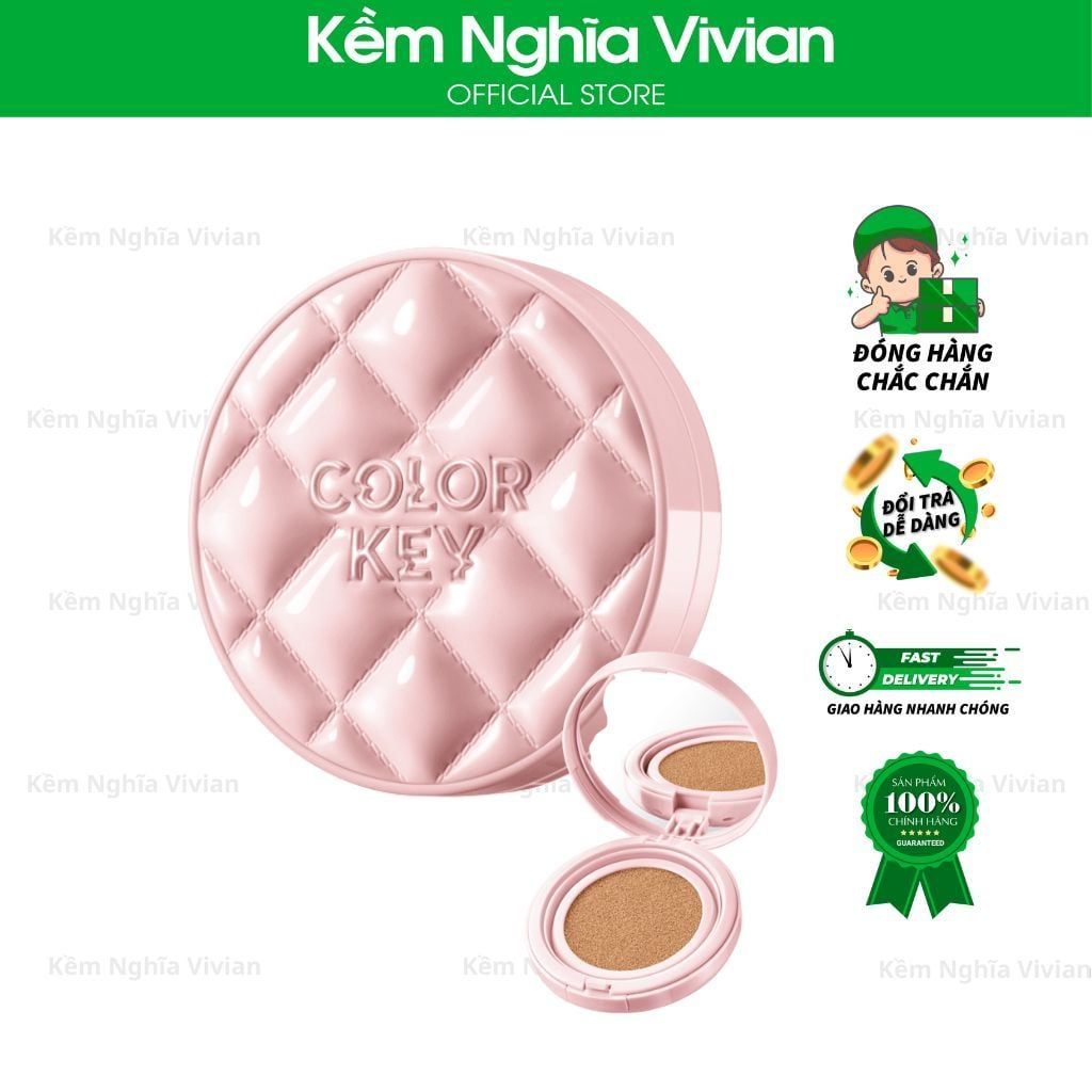 Cushion Chống Nắng SPF 50+ PA++++ COLORKEY Kẻ Ô Hồng, Lâu Trôi 11g 