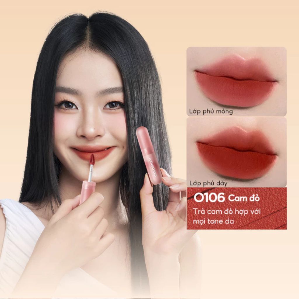  Son Kem Bùn COLORKEY Lip Mud Chất Son Mềm Mịn Che Vân Môi Tốt, Màu Sắc Thời Thượng 2g 