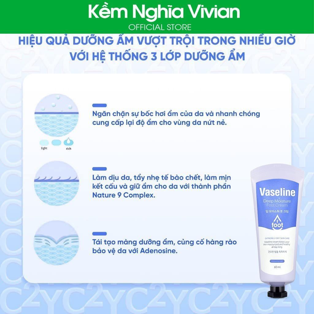  Kem Dưỡng Da Chân Vaseline Deep Moisture Foot Cream 60ml 