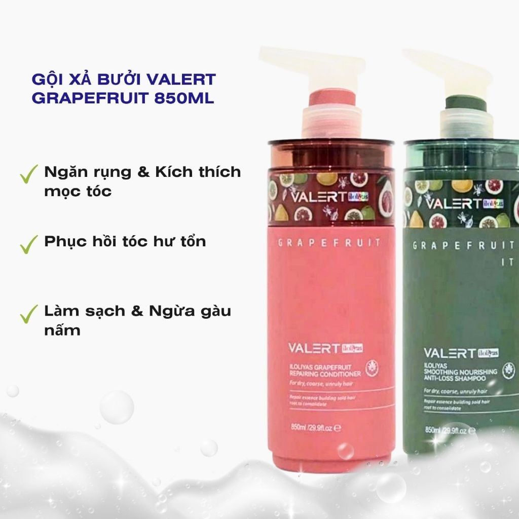  Bộ dầu gội, xả bưởi Valert Grapefruit 850ml 