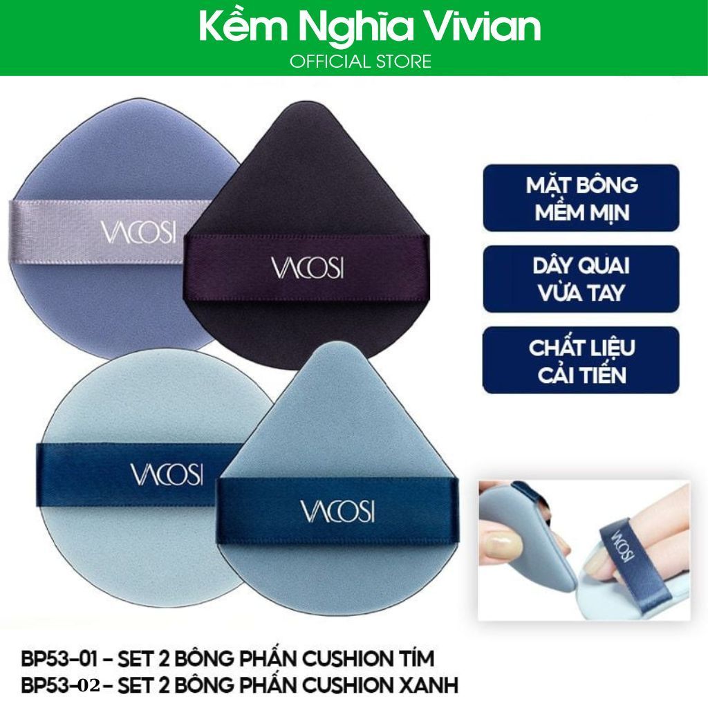  Bông Phấn Cushion 2 Mặt Vacosi BP53-01, BP53-02 