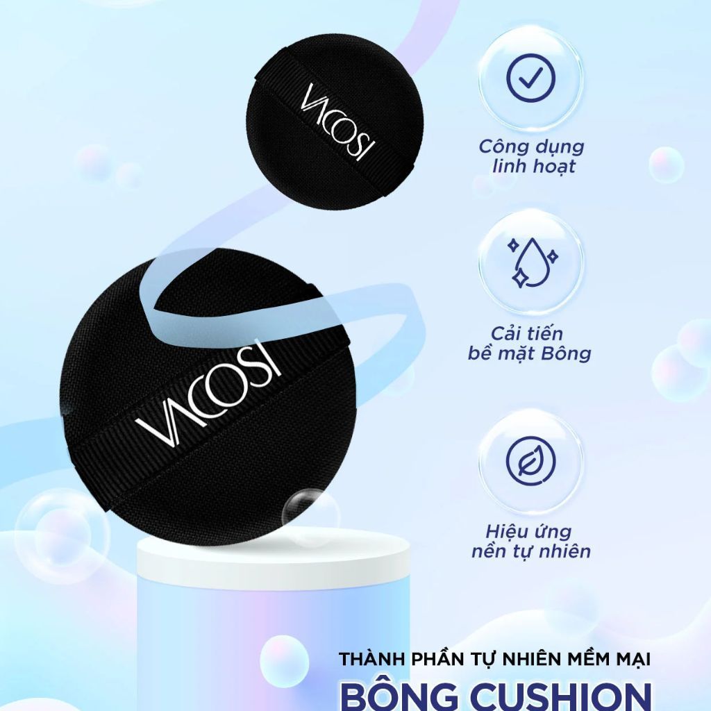  Bông Cushion Vacosi đen tròn PU06-01, PU06-02 