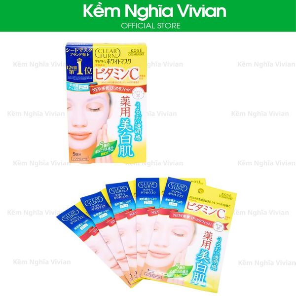  Mặt nạ dưỡng trắng Vitamin C - Collagen Clear Turn Kosé 