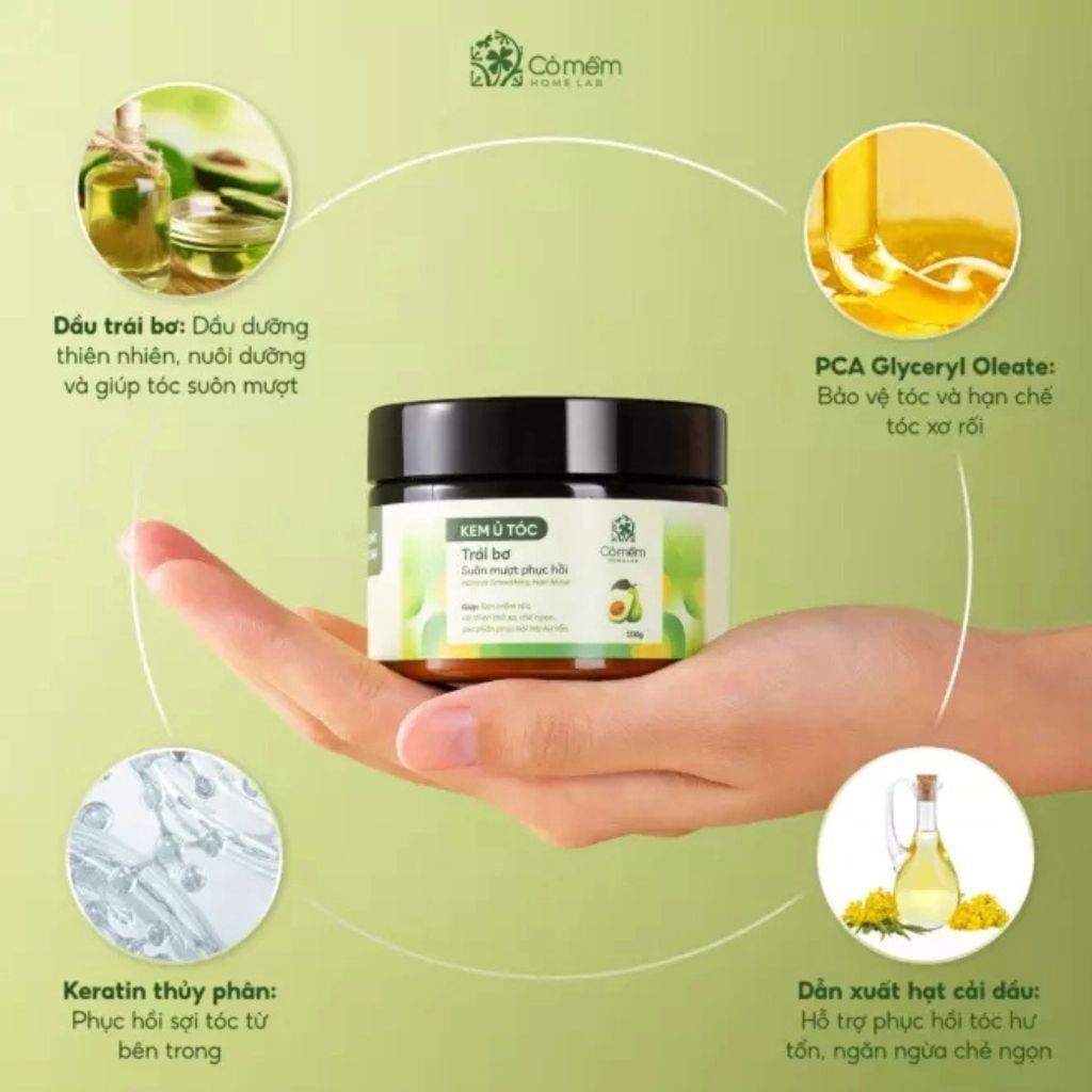  Kem Ủ Tóc Trái Bơ Suôn Mượt Phục Hồi Cỏ Mềm 100g-200g 