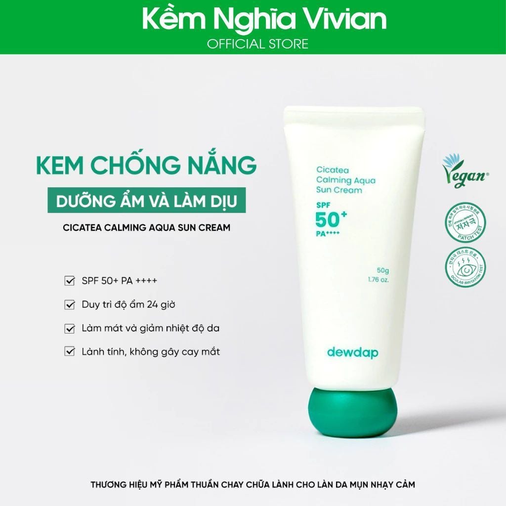  Kem chống nắng dưỡng ẩm làm dịu cho da mụn, nhạy cảm Dewdap 50g 