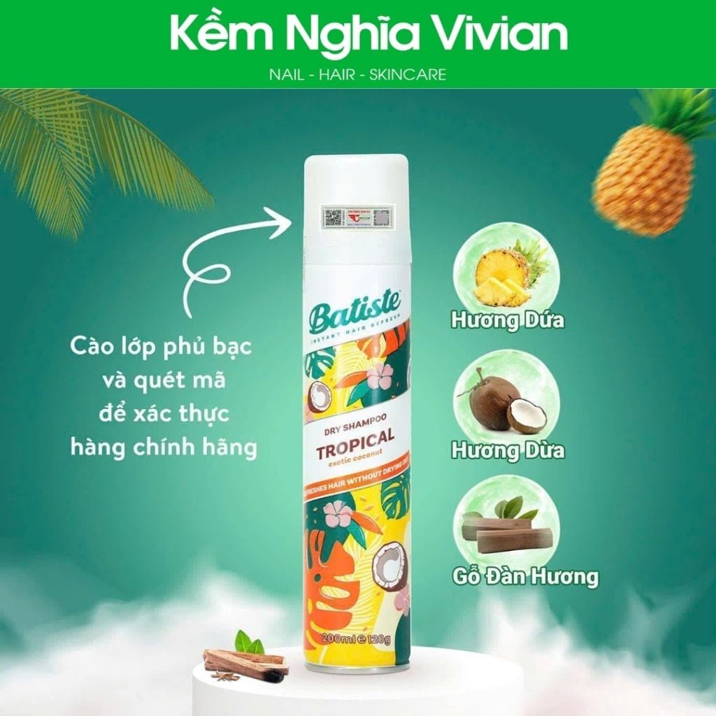  Gội khô Batiste 200ml (inbox để chọn mùi) 