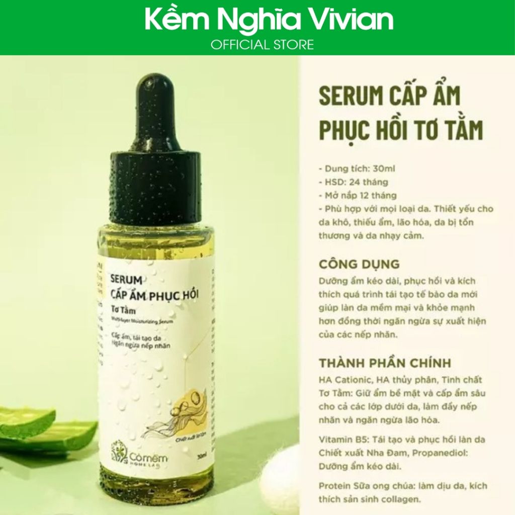  Serum cấp ẩm phục hồi Tơ Tằm Cỏ Mềm 30ml 