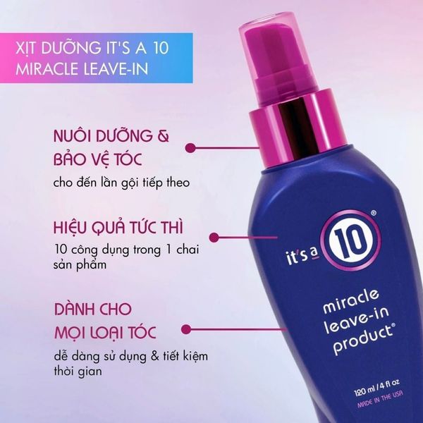  Xịt Dưỡng Tóc It’s A 10 Miracle Leave-In 120ml 