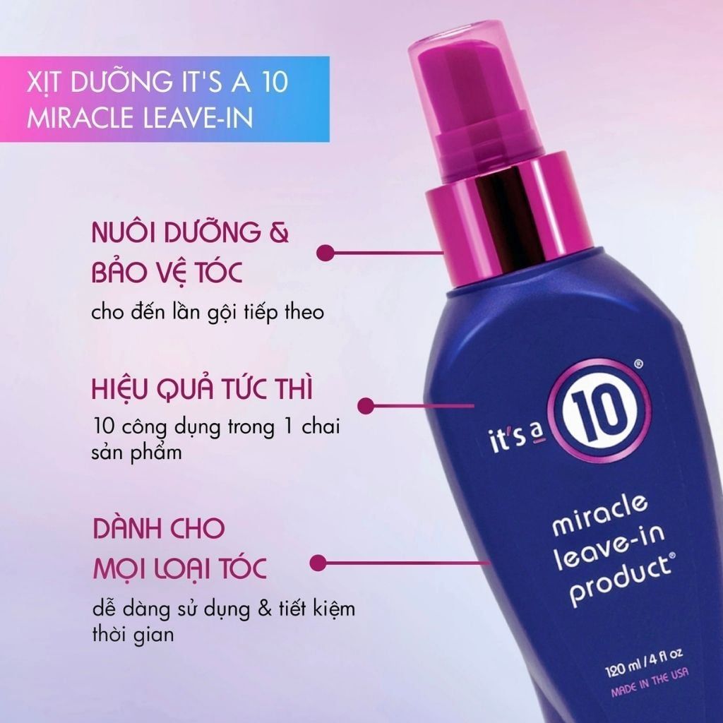  Xịt Dưỡng Tóc It’s A 10 Miracle Leave-In 120ml 