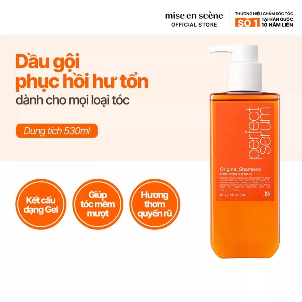  Gội xả phục hồi tóc hư tổn Miseen Scene Perfect Serum 680ml 
