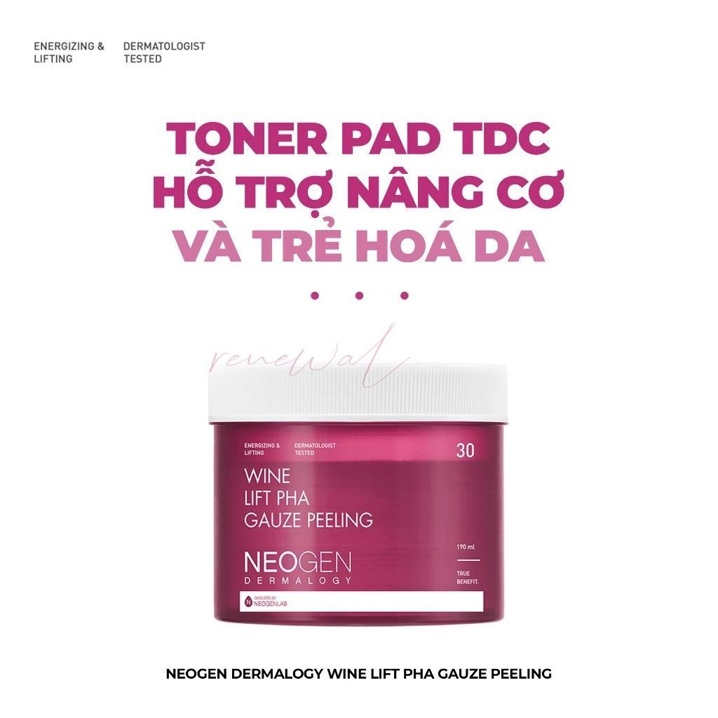  Toner Pad Tẩy Tế Bào Chết Rượu Vang Nâng Cơ Trẻ Hoá Da Neogen Dermalogy 