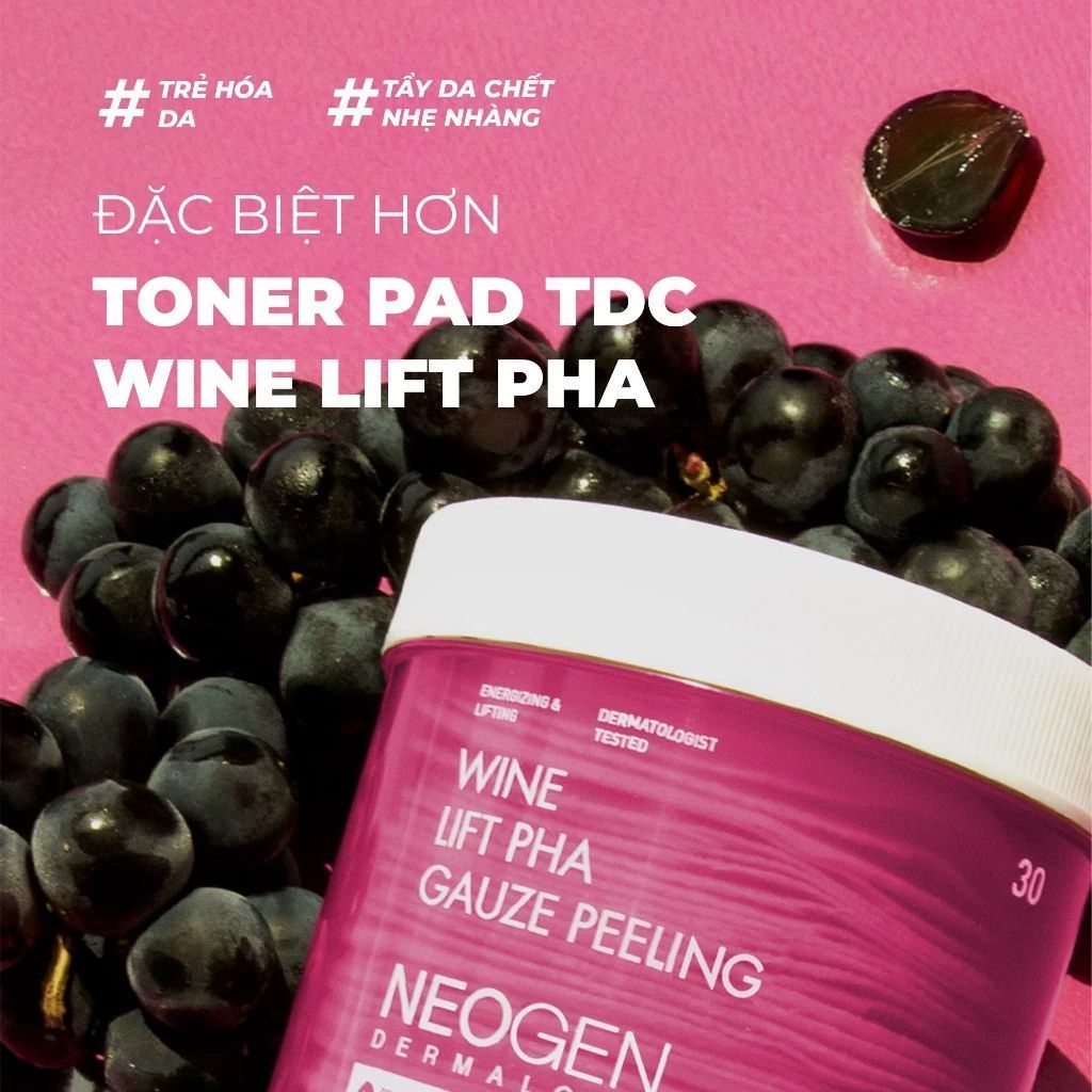  Toner Pad Tẩy Tế Bào Chết Rượu Vang Nâng Cơ Trẻ Hoá Da Neogen Dermalogy 